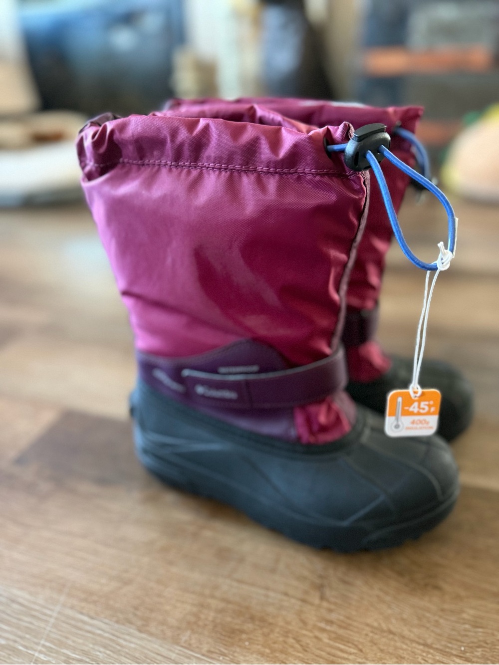 Columbia Kids Snow Boots Burgundy with Black Soles